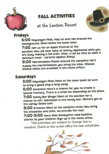 Fall Activities Schedule - The Lantern Resort Campground & Motel - Jefferson, NH