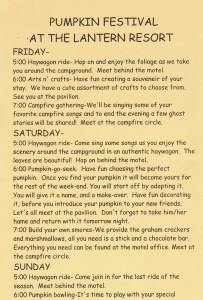 Pumpkin Festival Schedule - The Lantern Resort Campground & Motel - Jefferson, NH